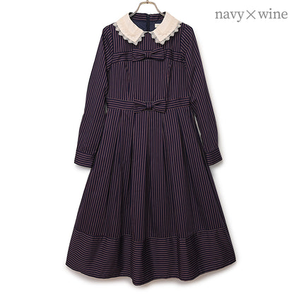 Double ribbon regimental striped dress