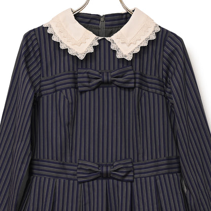 Double ribbon regimental striped dress