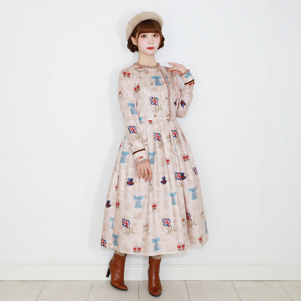 British Lady Double Button Dress