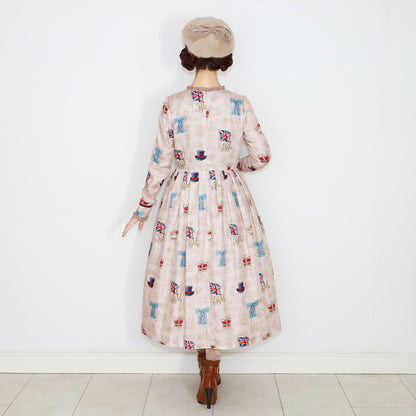 British Lady Double Button Dress