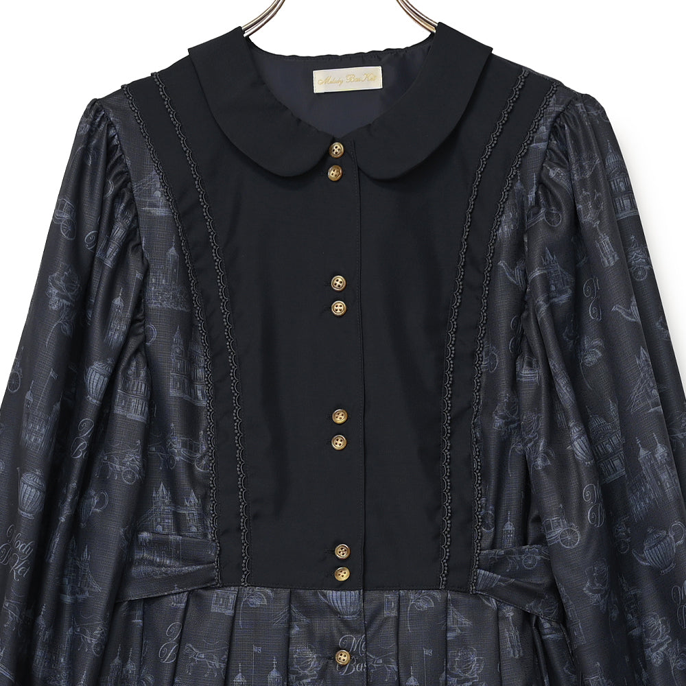 British Lady Big Sleeve Dress