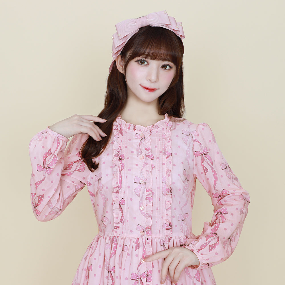 くーたん　ウエストリボン チェーンプリント ワンピース 定価3.6万円 Fubail / フルーツプリントワンピース