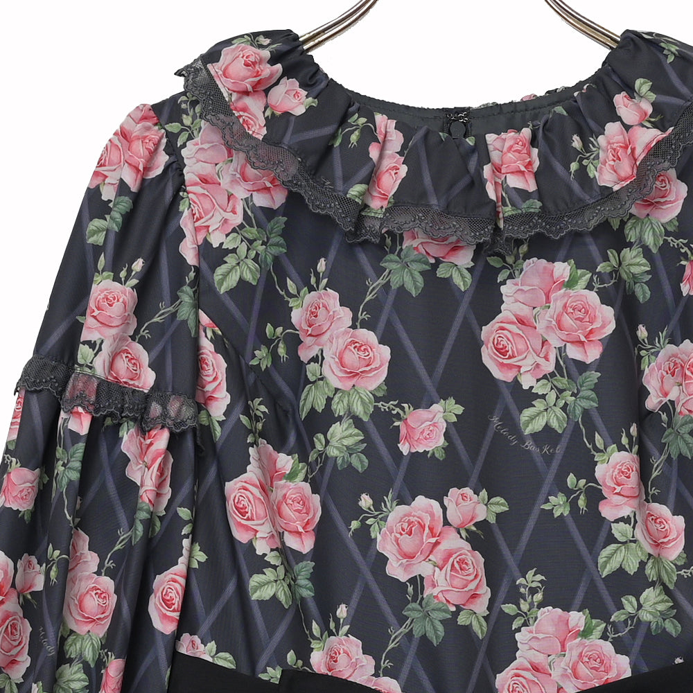 Rose garden frill collar dress