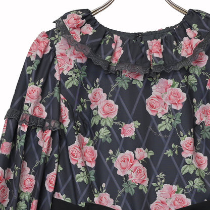 Rose garden frill collar dress