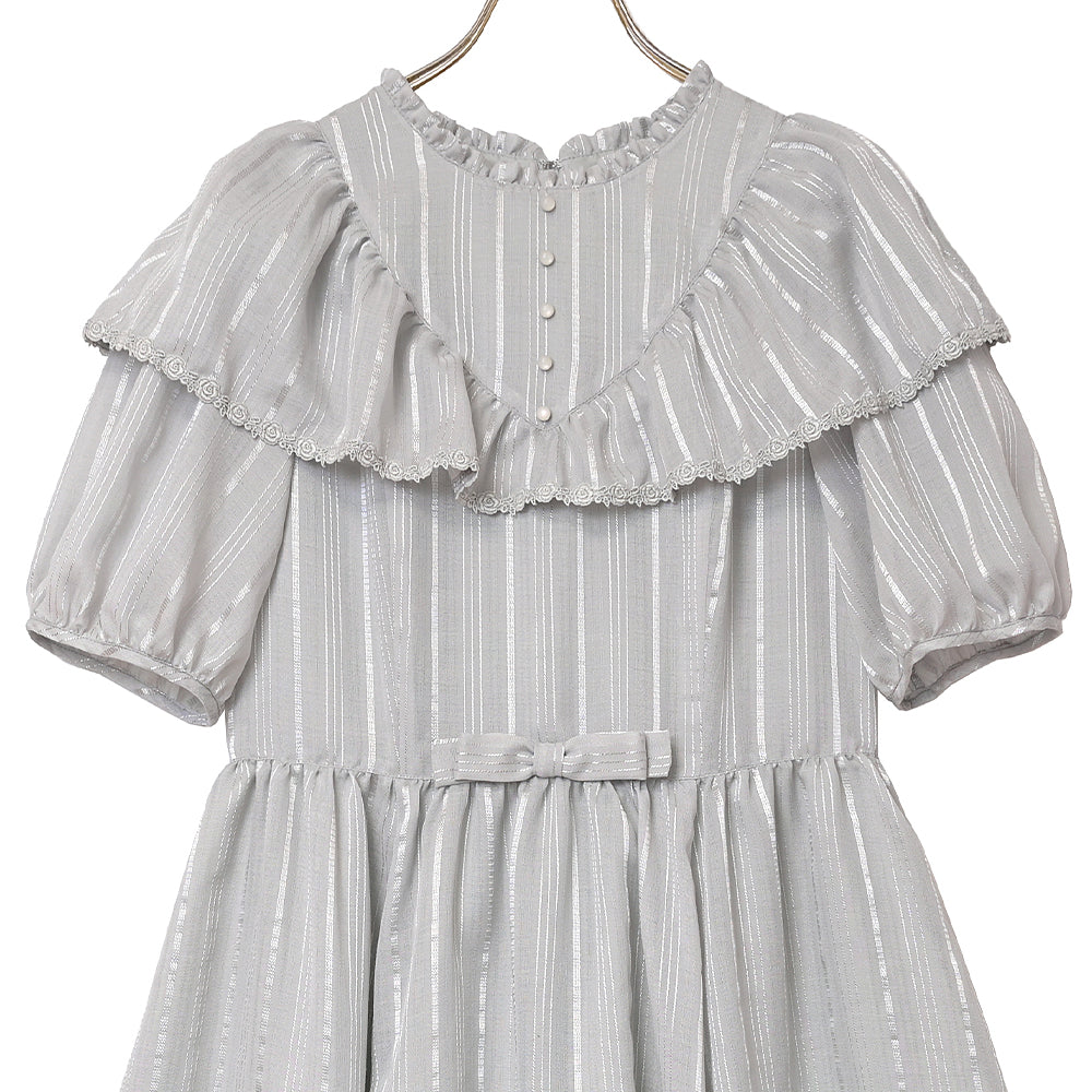 ヨークフリルストライプワンピース-Melody BasKet(メロディー