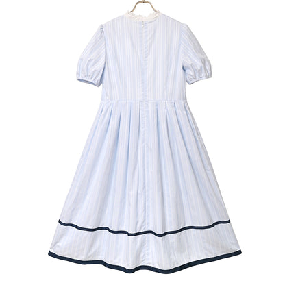 ドビーストライプ スタンドカラーワンピース