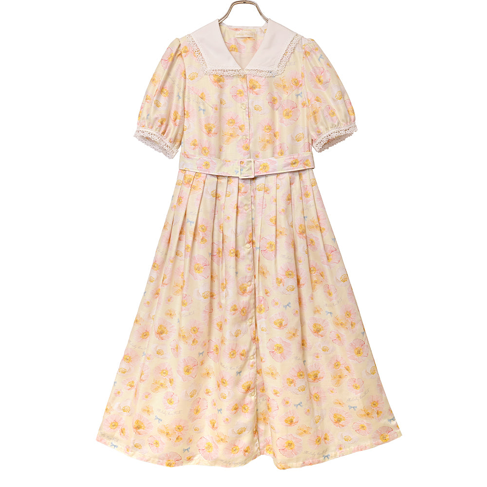 Blooming poppyフロントボタンワンピース-Melody BasKet
