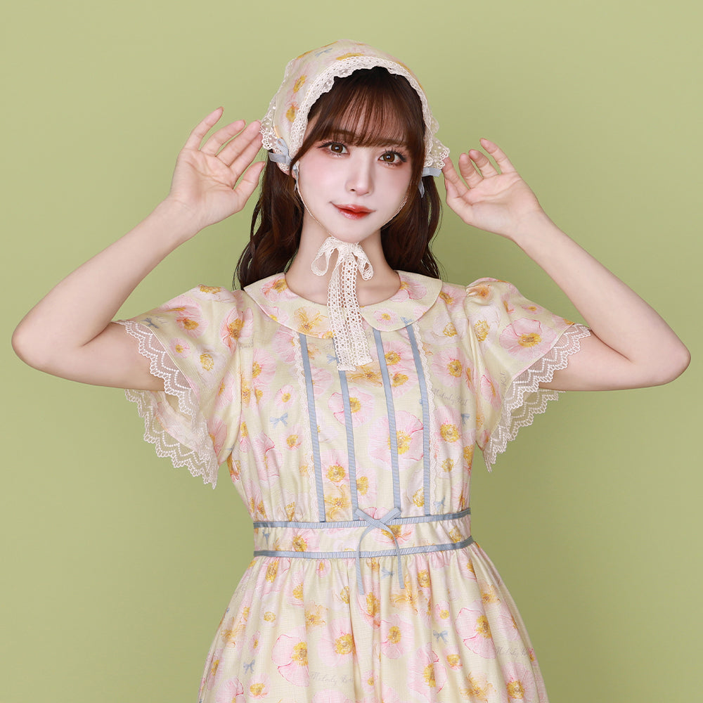 Blooming poppy ribbon line dress-Melody BasKet – fraisier on