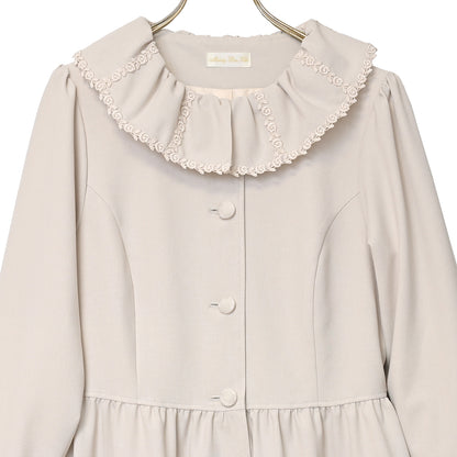 Rose lace collar spring coat