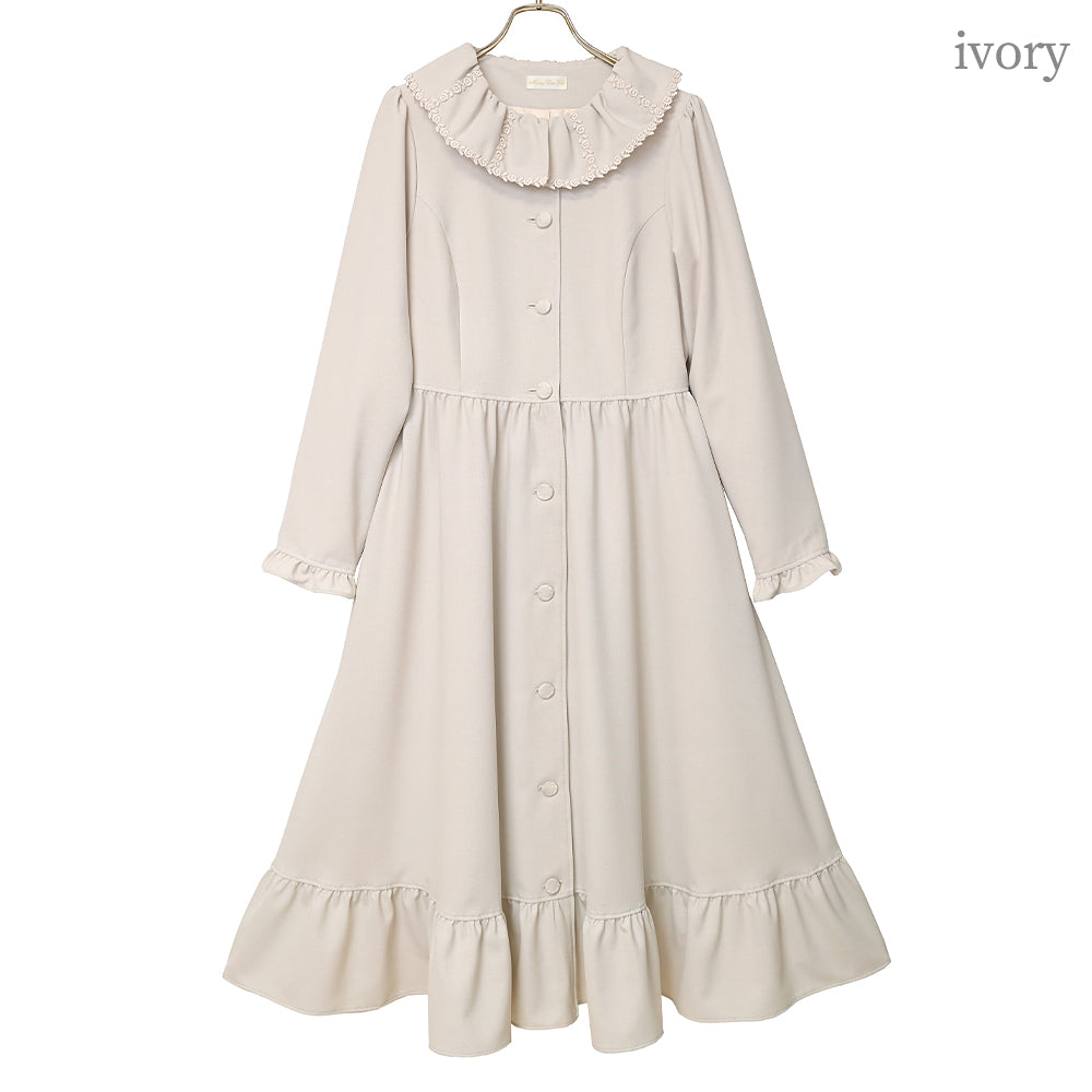 Rose lace collar spring coat