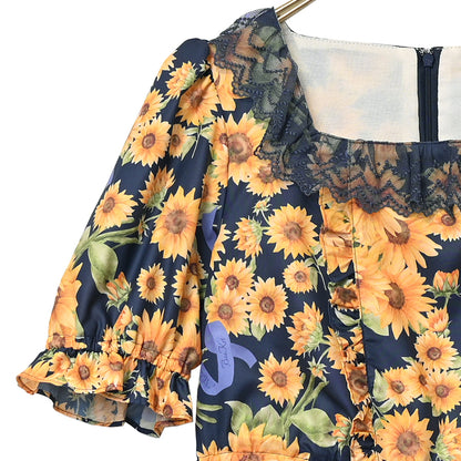 Sunflower bouquet tiered dress