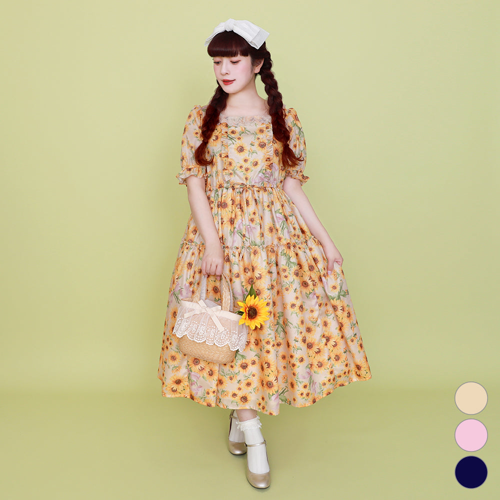 Sunflower bouquet tiered dress