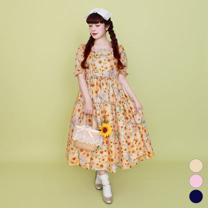 Sunflower bouquet tiered dress