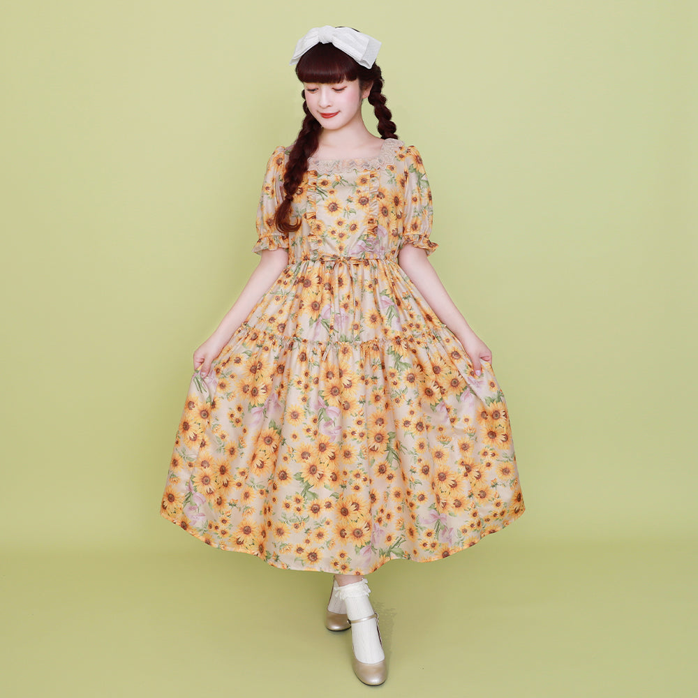Sunflower bouquet tiered dress