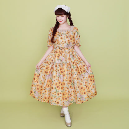 Sunflower bouquet tiered dress