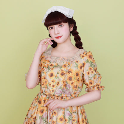 Sunflower bouquet tiered dress