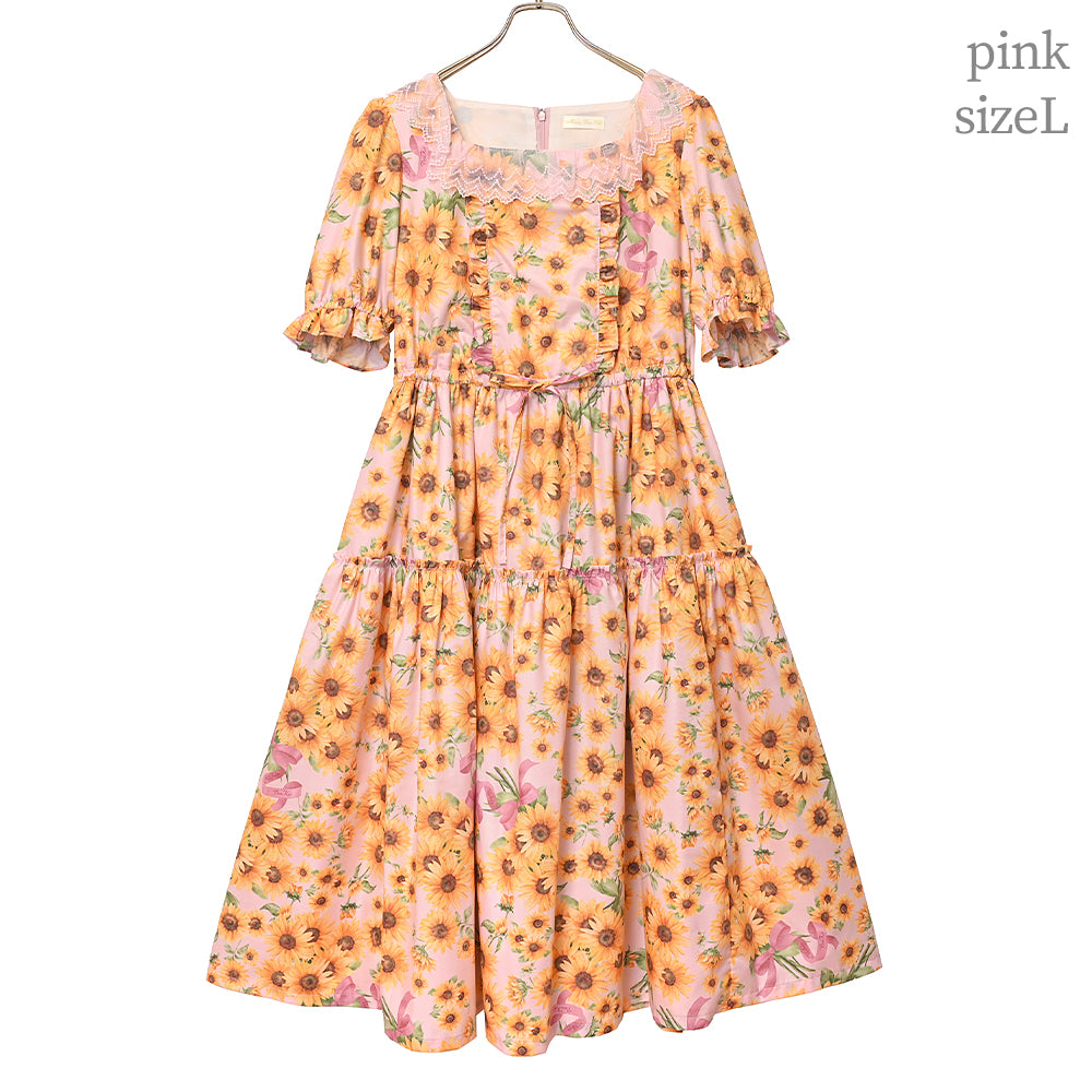 Sunflower bouquet tiered dress