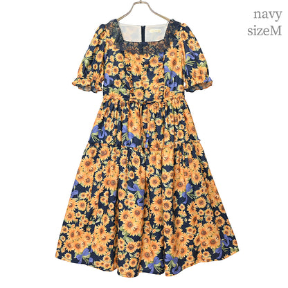 Sunflower bouquet tiered dress