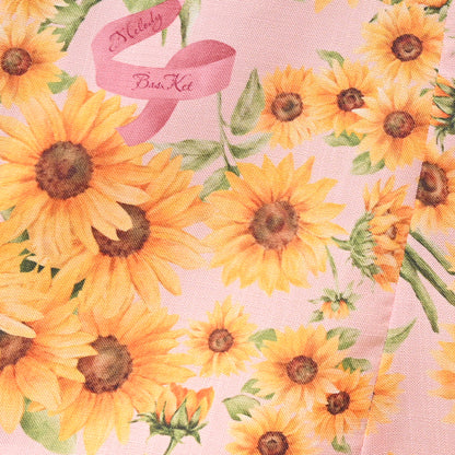 ひまわりブーケのフロントボタンワンピース