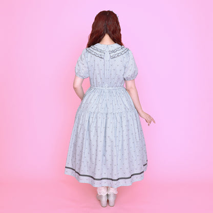 Little dot Ribbonフリル付きカラーワンピース