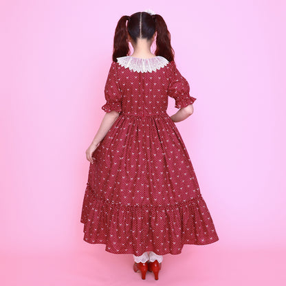 Little dot Ribbonレース襟ワンピース