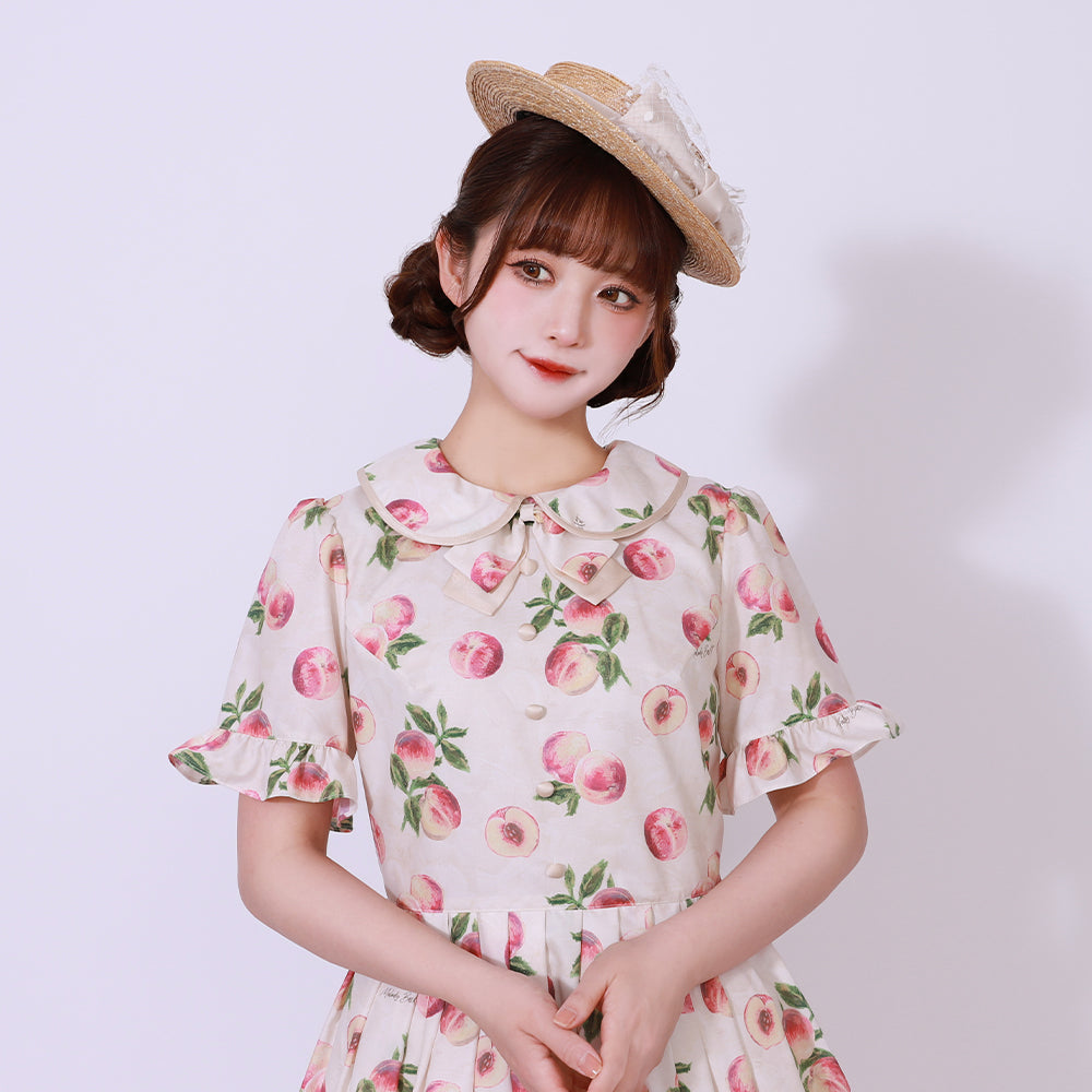 Peach Artラウンドカラーワンピース