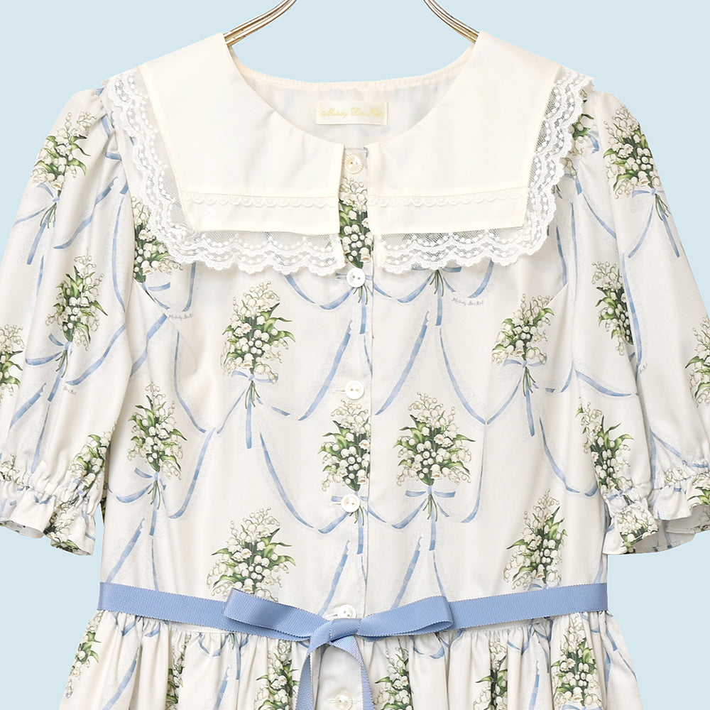 鈴蘭ブーケのフロントボタンワンピース