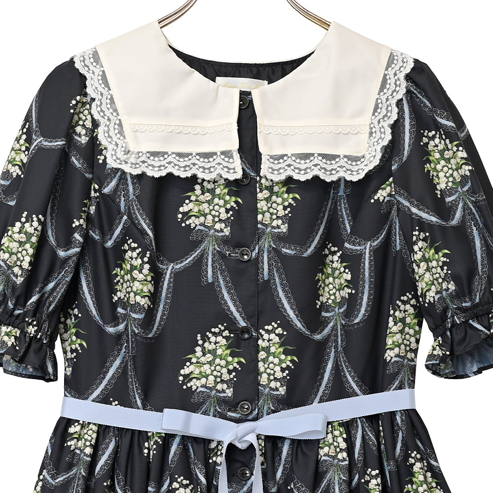 鈴蘭ブーケのフロントボタンワンピース