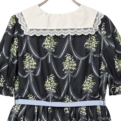 鈴蘭ブーケのフロントボタンワンピース