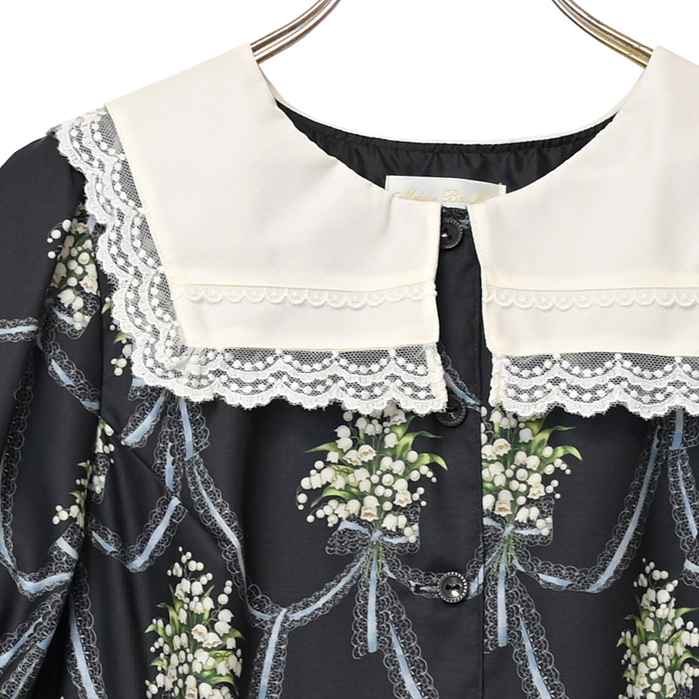 鈴蘭ブーケのフロントボタンワンピース