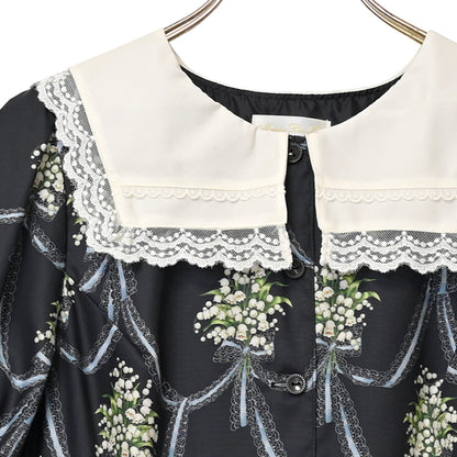 鈴蘭ブーケのフロントボタンワンピース