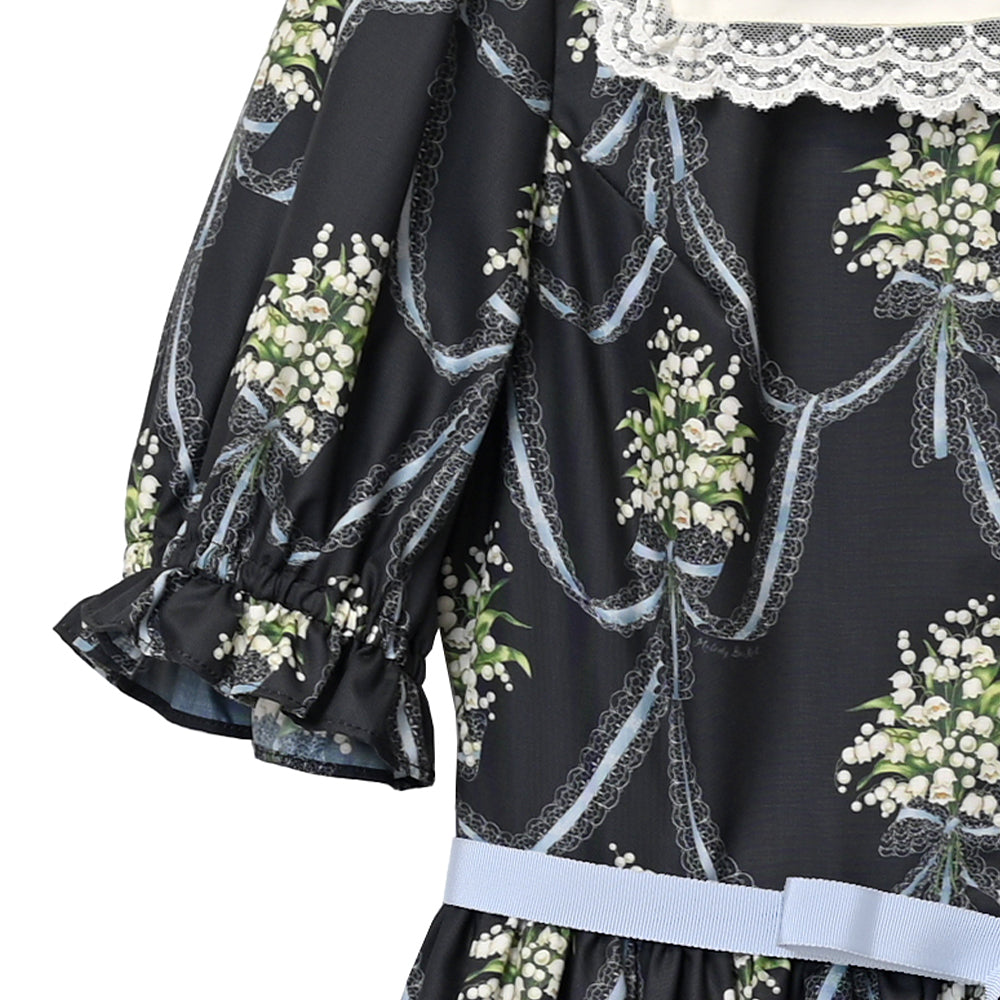 鈴蘭ブーケのフロントボタンワンピース