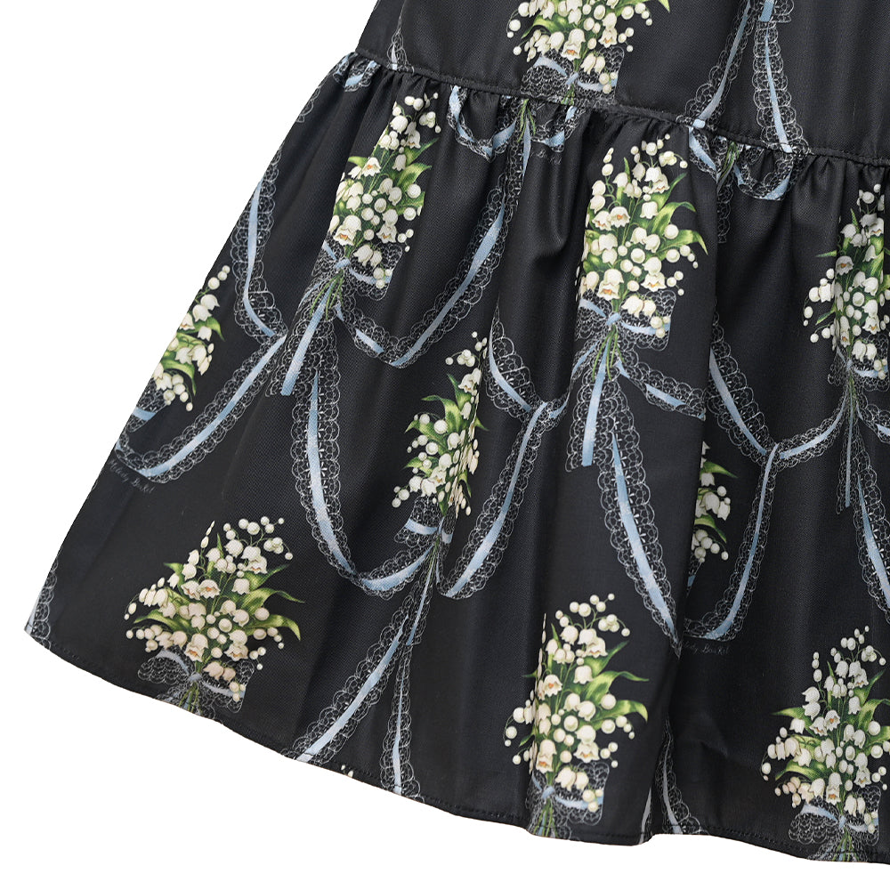 鈴蘭ブーケのフロントボタンワンピース