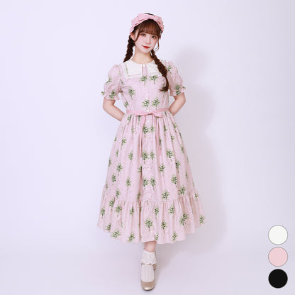 鈴蘭ブーケのフロントボタンワンピース