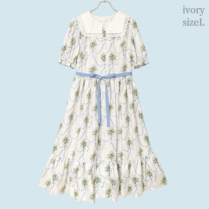 鈴蘭ブーケのフロントボタンワンピース