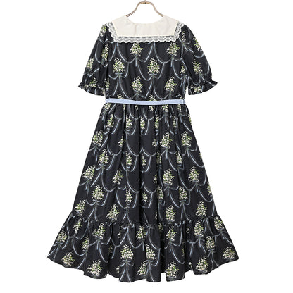 鈴蘭ブーケのフロントボタンワンピース