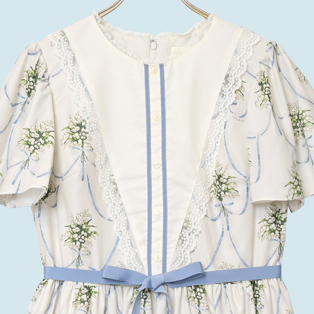 鈴蘭ブーケのヨーク切替ワンピース