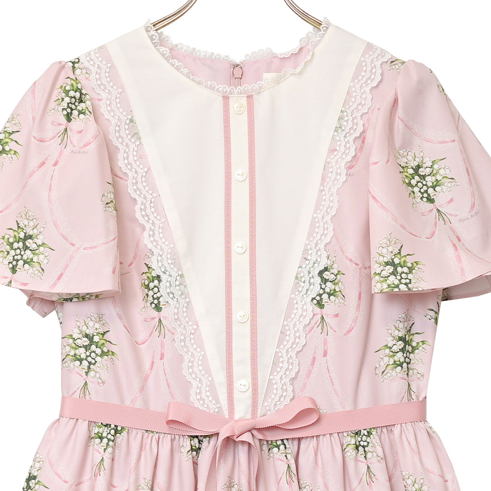 鈴蘭ブーケのヨーク切替ワンピース