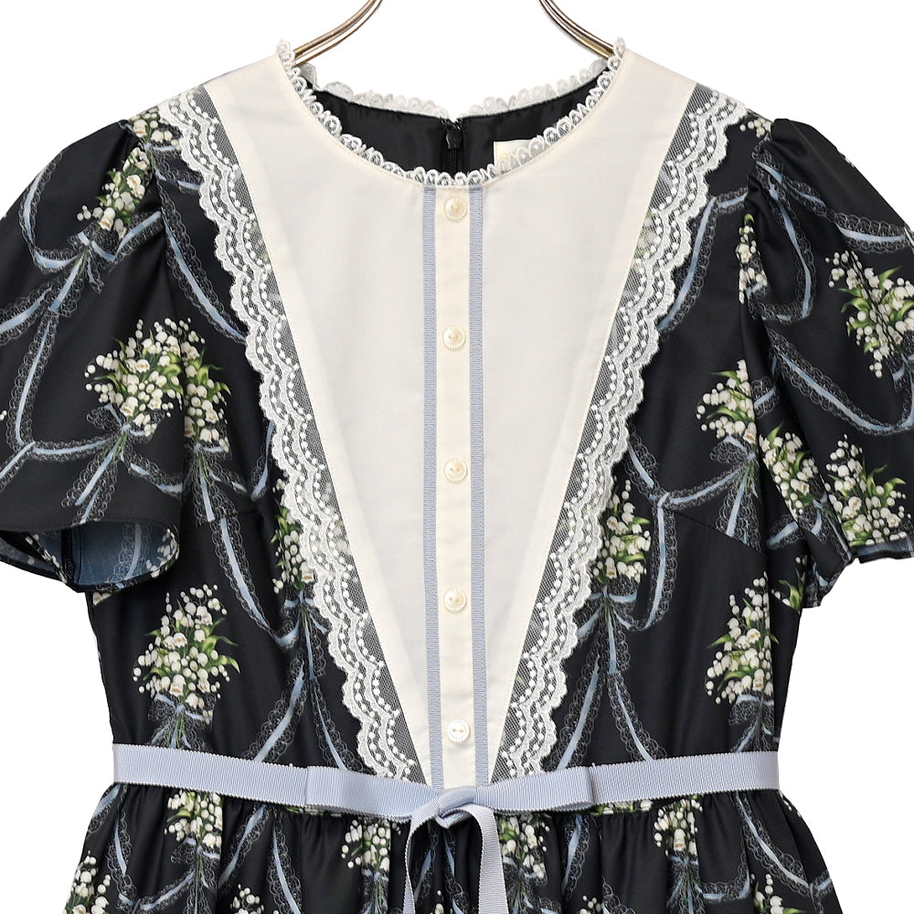 鈴蘭ブーケのヨーク切替ワンピース