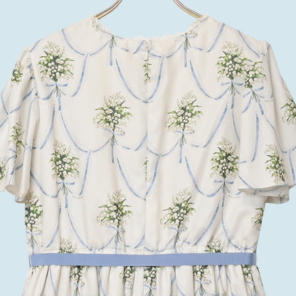 鈴蘭ブーケのヨーク切替ワンピース