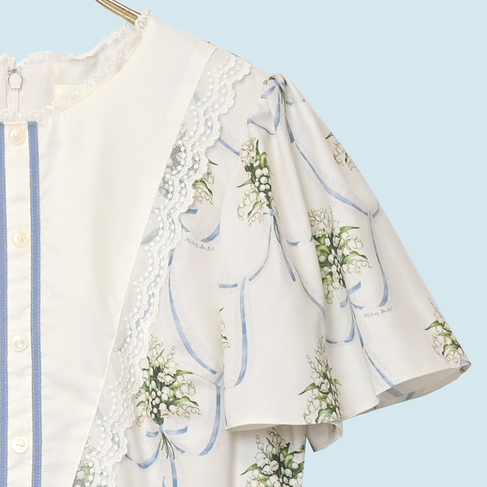 鈴蘭ブーケのヨーク切替ワンピース