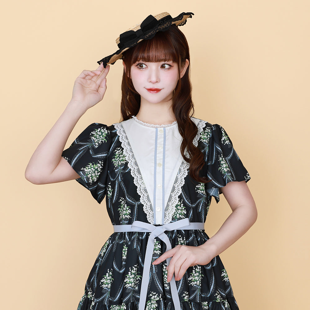 鈴蘭ブーケのヨーク切替ワンピース