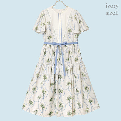 鈴蘭ブーケのヨーク切替ワンピース