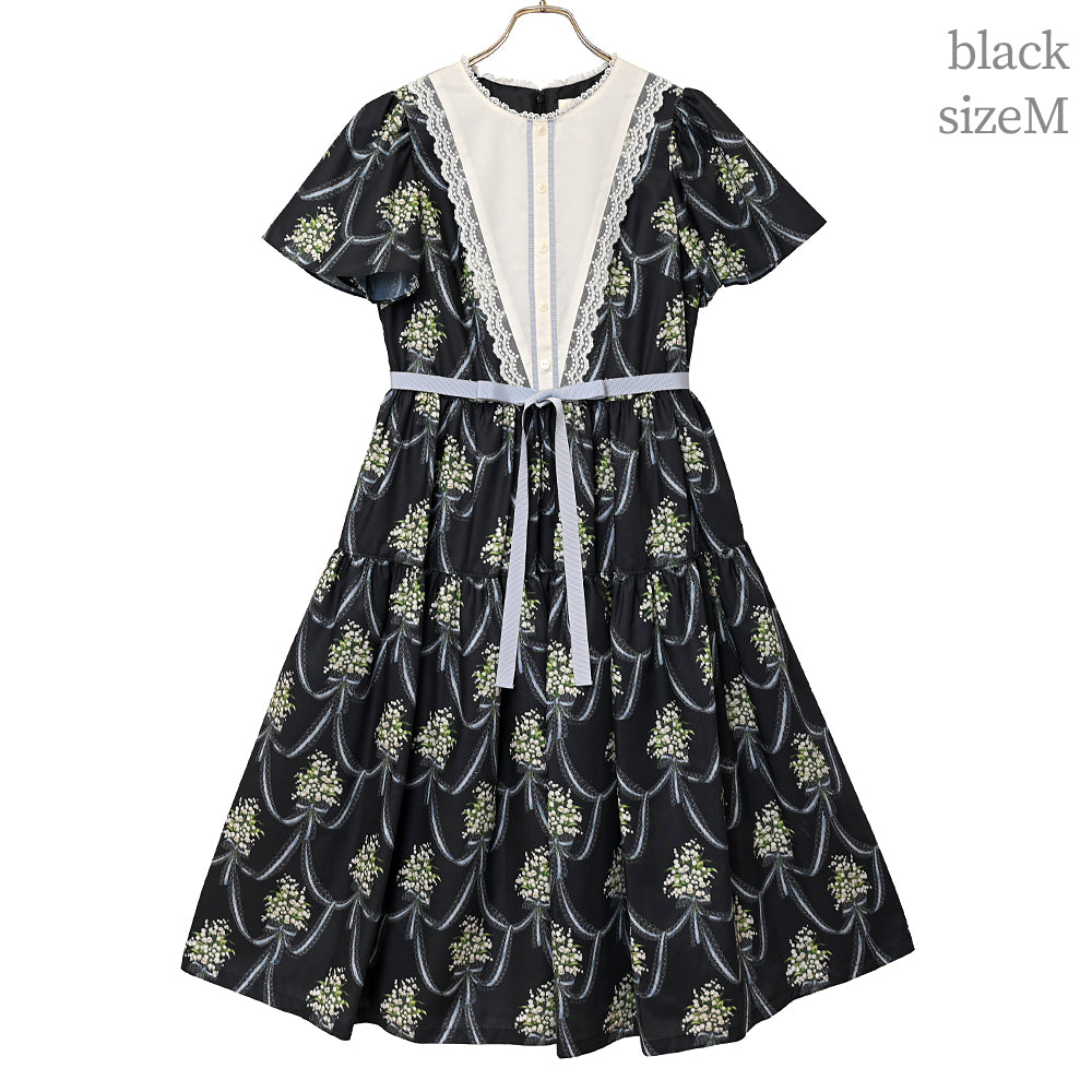 鈴蘭ブーケのヨーク切替ワンピース