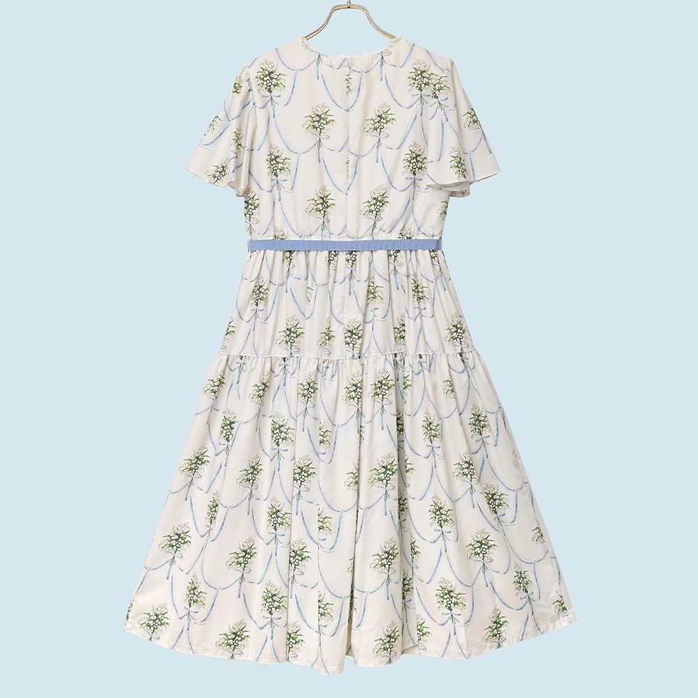 鈴蘭ブーケのヨーク切替ワンピース