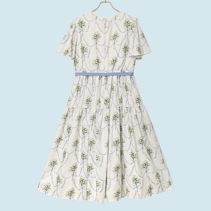 鈴蘭ブーケのヨーク切替ワンピース