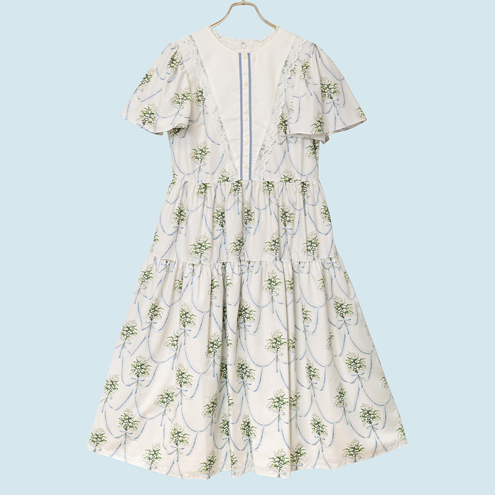 鈴蘭ブーケのヨーク切替ワンピース