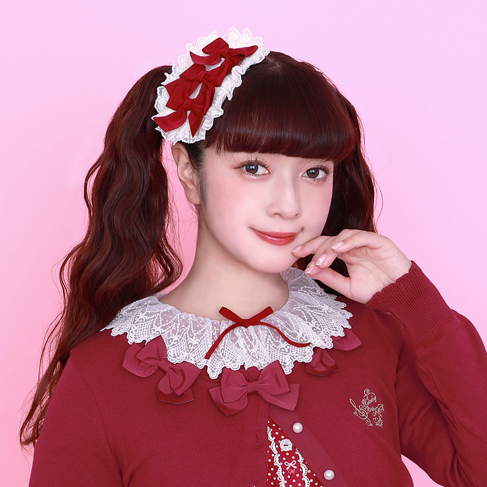 トリプルリボン ヘアクリップ-Melody BasKet(メロディバスケット