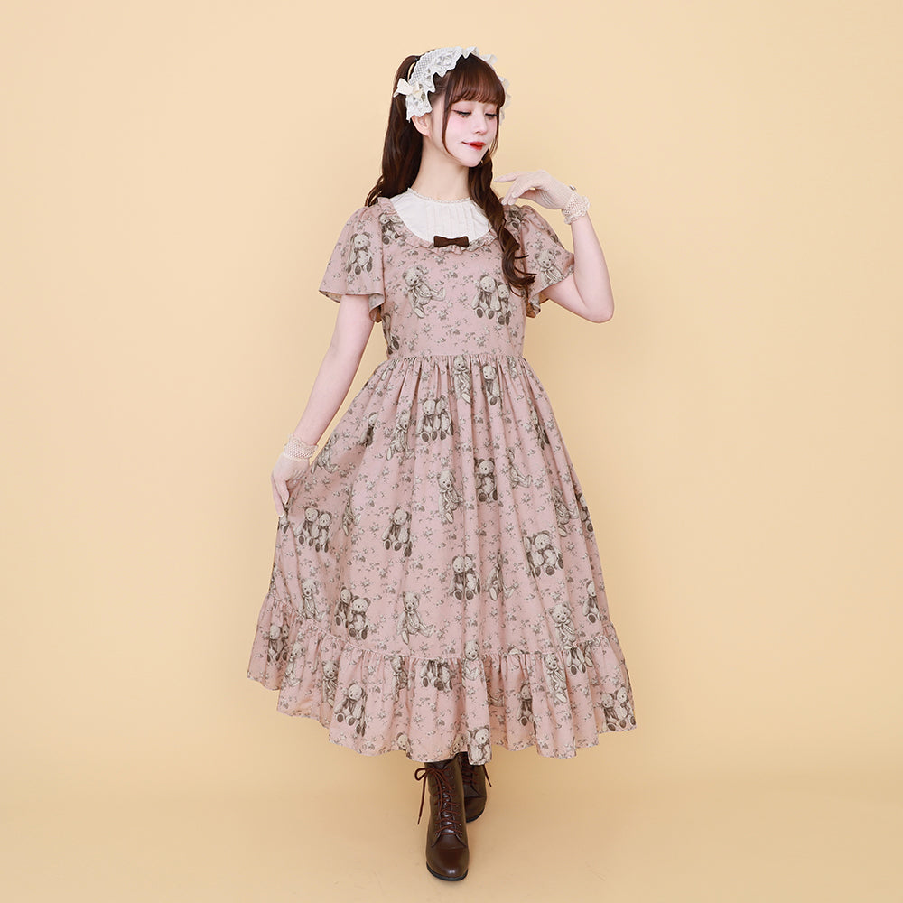 Vintage bearラウンドヨークワンピース