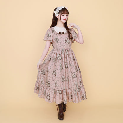 Vintage bearラウンドヨークワンピース